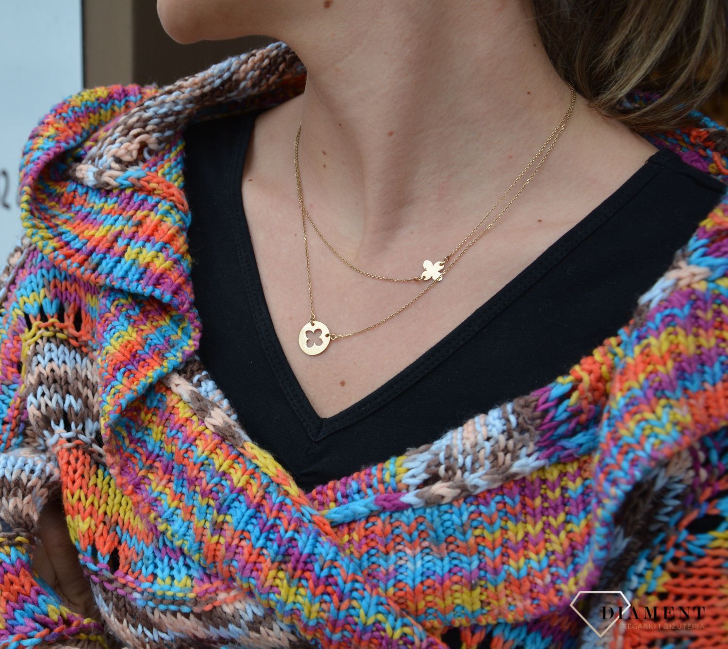 Naszyjnik srebrny z koniczynką pokryty złotem Dall'Acqua C RM CL0015 069 z.jpg